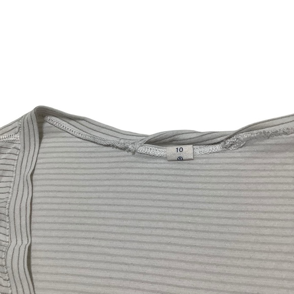 Lululemon Gold Striped V-neck Tee Sz 10 - Picture 3 of 7